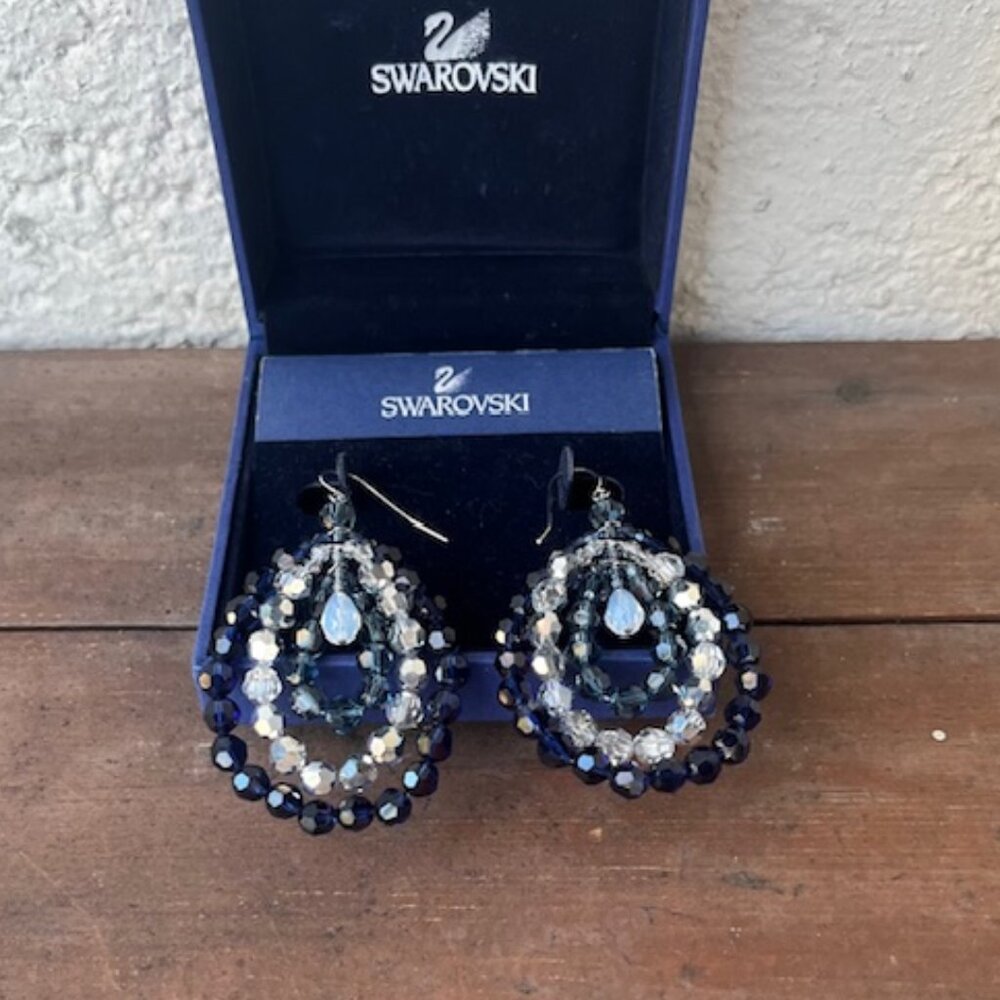 RARE Swarovski Beaded Crystal Spinner Earrings – new in box